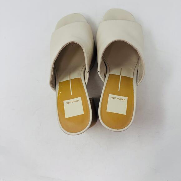 Dolce Vita Lukas Leather Peep Toe Slip-On Platform Block Heel Sandals Size 8.5 - Picture 10 of 14